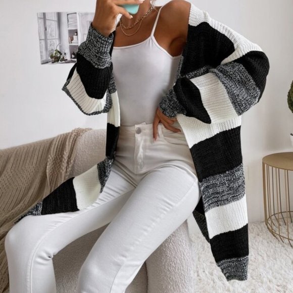 Sweaters - STRIPED CARDIGAN